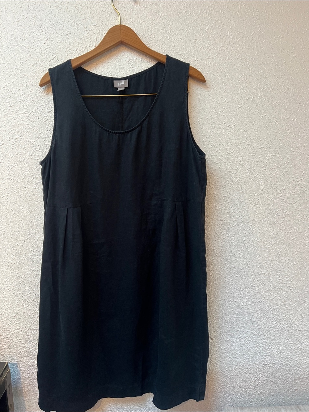 J. Jill 100% Linen Black Sleeveless Midi Shift Dress